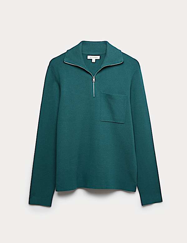 Milano-Knit Extended Funnel Neck Half Zip Jumper - FI