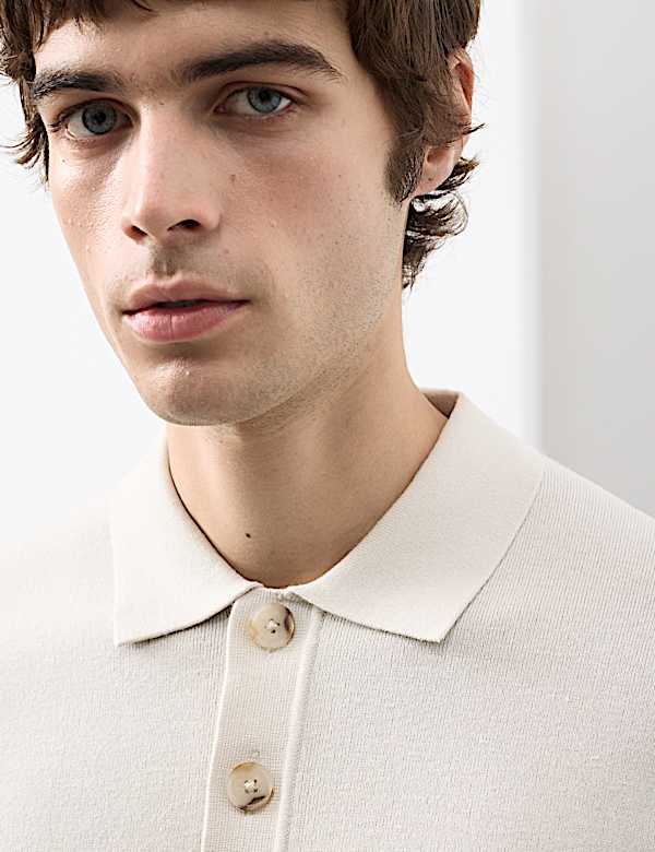 Floral Knitted Polo Shirt - DK