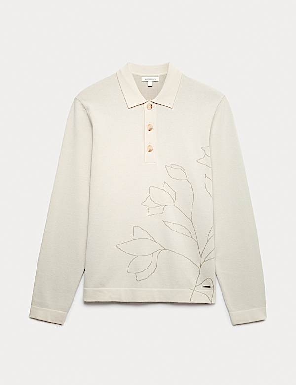 Floral Knitted Polo Shirt - DK