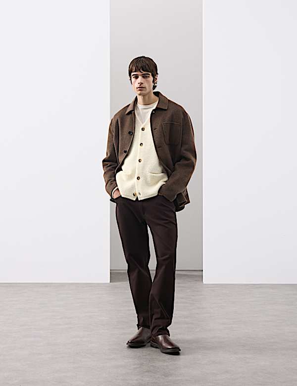 Teksturowany kardigan 100% wełny merino - PL