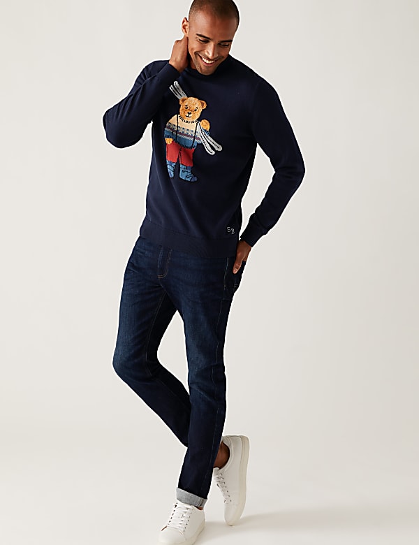 Pure Cotton Bear Christmas Crew Neck Jumper