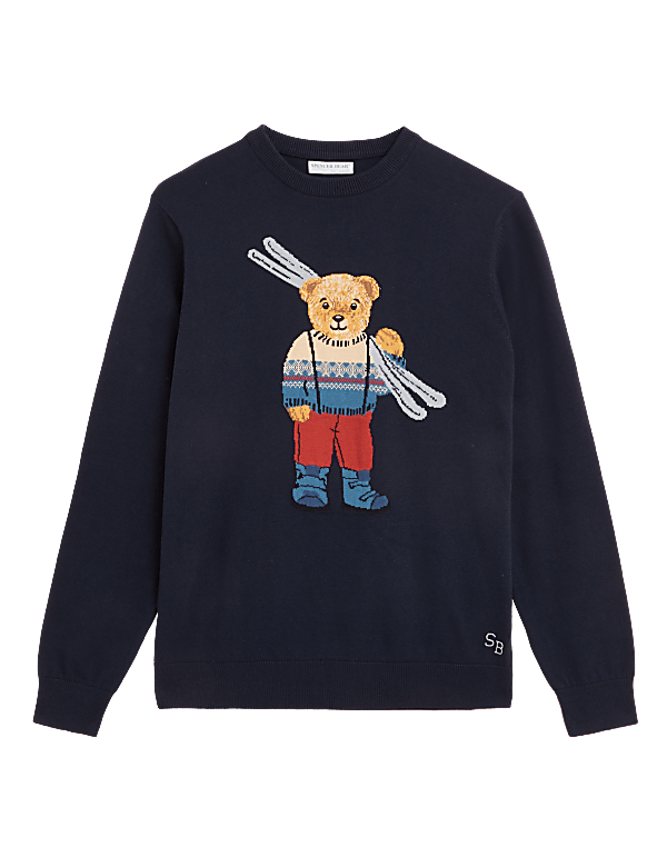 Pure Cotton Bear Christmas Crew Neck Jumper