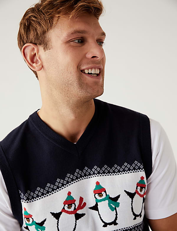 Sleeveless Penguin V-Neck Christmas Jumper