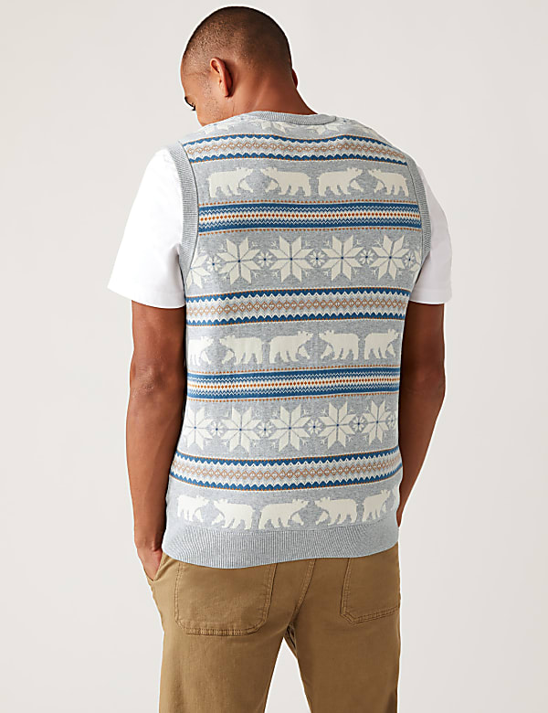 Pure Cotton Sleeveless Fair Isle Christmas Jumper