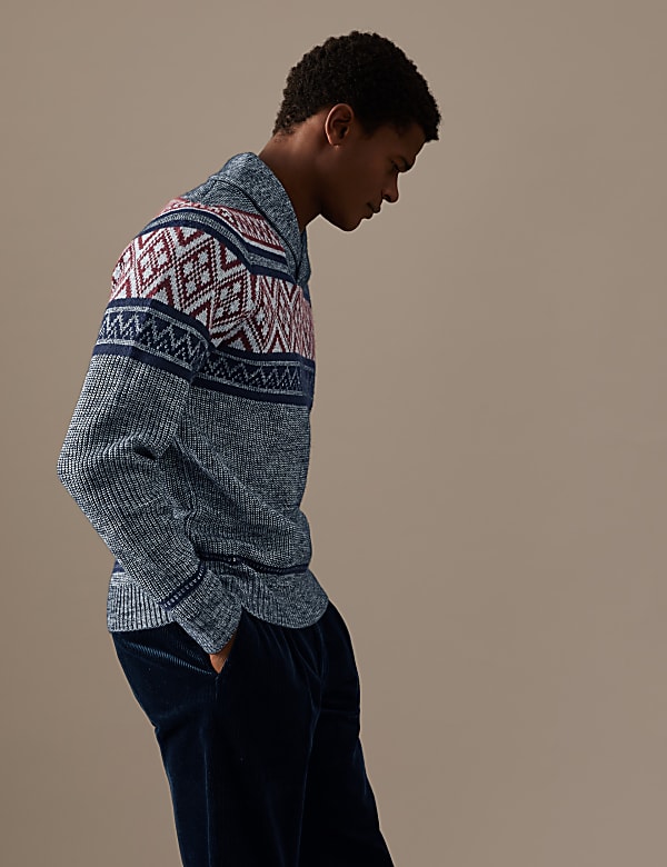 Fair Isle Shawl Collar Jumper