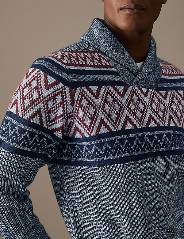 Fair Isle Shawl Collar Jumper