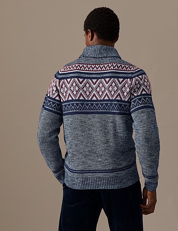 Fair Isle Shawl Collar Jumper