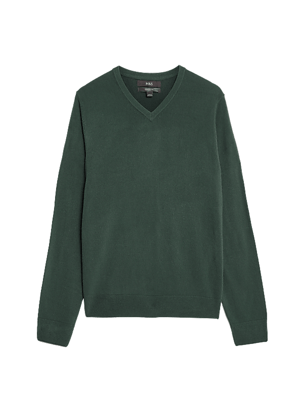 Pure Acrylic Plain V-Neck Jumper