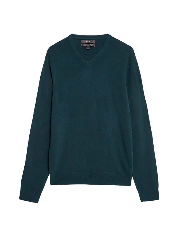 Pure Acrylic Plain V-Neck Jumper