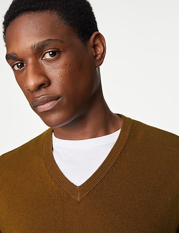 Pure Acrylic Plain V-Neck Jumper