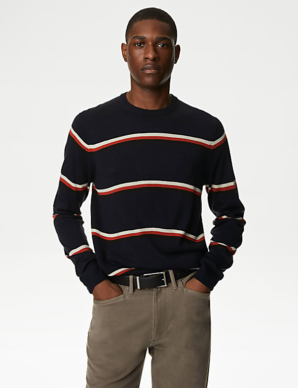 Pure Acrylic Stripes Round Neck Jumper