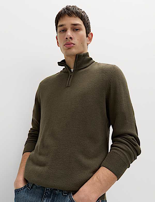 Cashmilon&trade; High Neck Half Zip Jumper