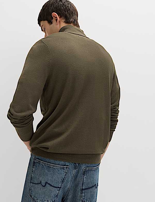 Cashmilon&trade; High Neck Half Zip Jumper