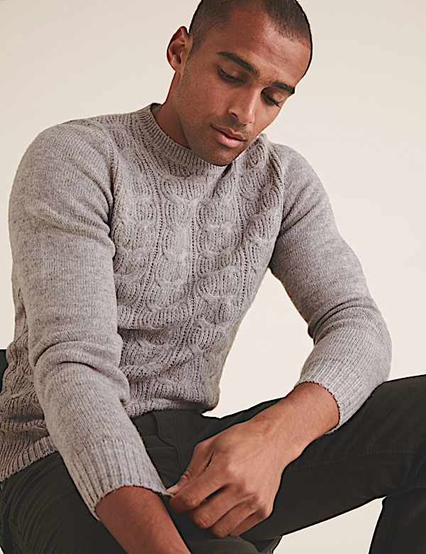 Recycled Super Soft Cable Crew Neck Jumper