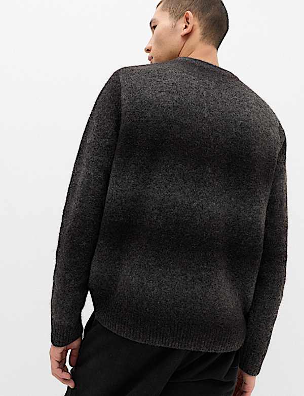 Relaxed Ombre Crew Neck Jumper with Wool - UA