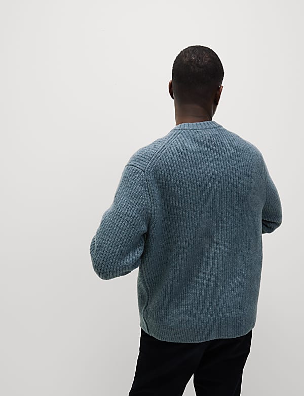 Εξαιρετικά απαλή ζακέτα με μαλλί με ριμπ ύφανση και λαιμόκοψη V - GR