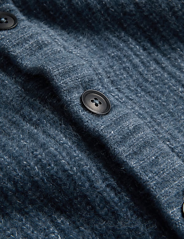 Εξαιρετικά απαλή ζακέτα με μαλλί με ριμπ ύφανση και λαιμόκοψη V - GR