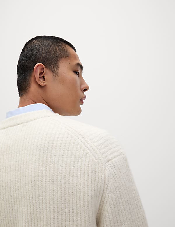 Supersoft Ribbed V-Neck Cardigan with Wool - AU