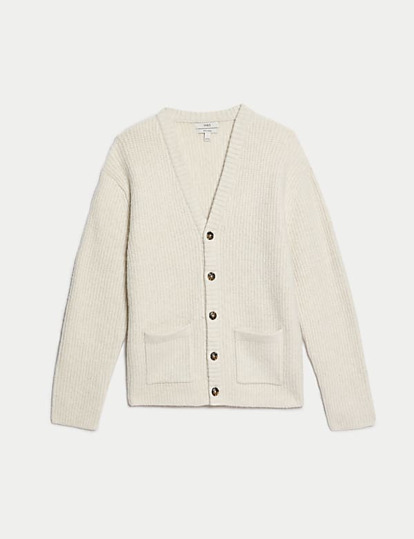 Supersoft Ribbed V-Neck Cardigan with Wool - AU