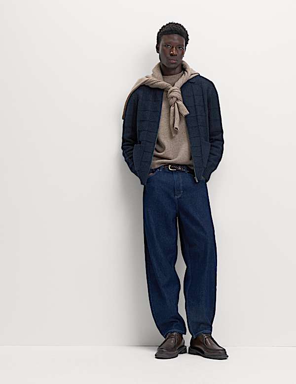 Textured Knitted Zip Up Jacket with Wool - BG