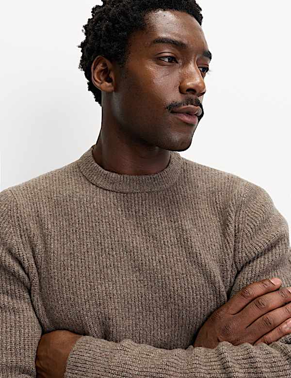 Supersoft Ribbed Crew Neck Jumper with Wool - CZ
