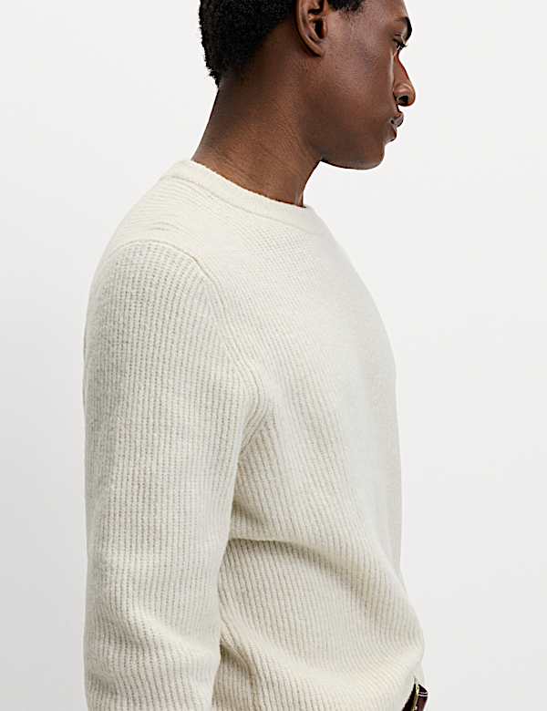 Supersoft Ribbed Crew Neck Jumper with Wool