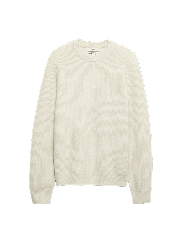Supersoft Ribbed Crew Neck Jumper with Wool