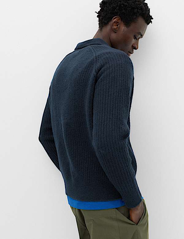 Lofty Ribbed Buttoned Knitted Polo Shirt - CA