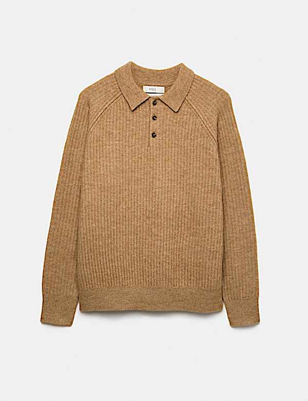 Lofty Relaxed Fit Ribbed Knit Polo Shirt - CZ