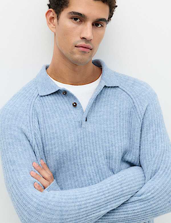 Lofty Ribbed Buttoned Knitted Polo Shirt - IT