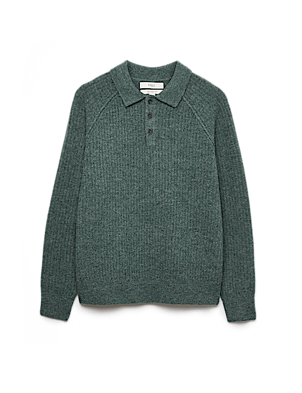 Lofty Ribbed Buttoned Knitted Polo Shirt