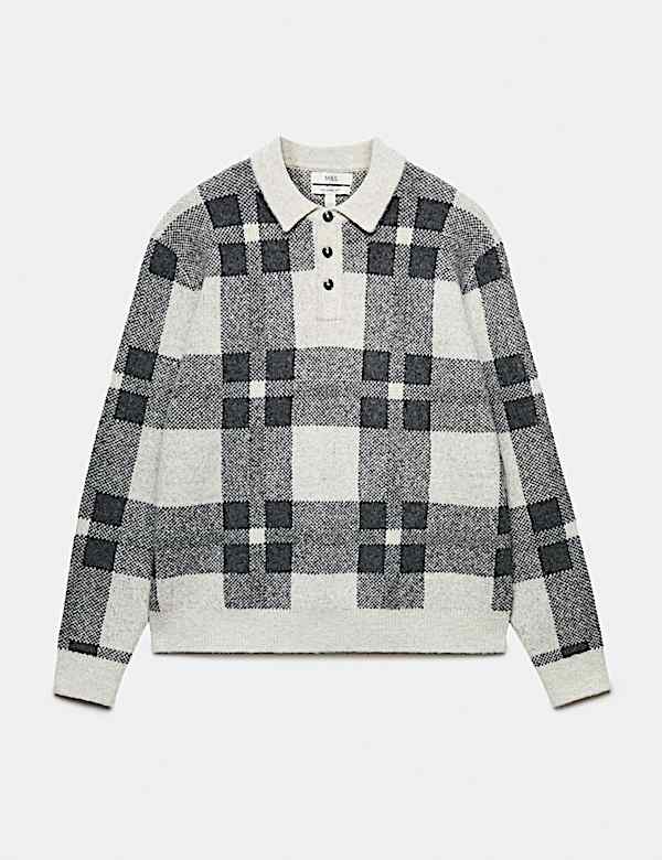 Regular Fit Check Jumper with Wool - IS