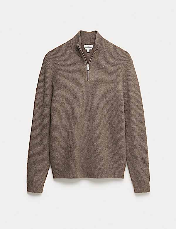 Pull ultra doux c&ocirc;tel&eacute; avec laine &agrave; fermeture zipp&eacute;e mi-hauteur - BE