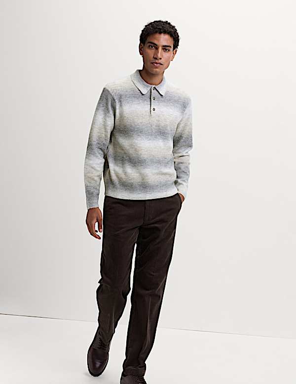 Supersoft Striped Polo Jumper with Wool - KG