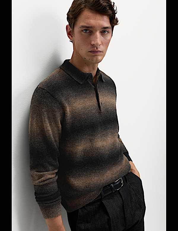 Supersoft Striped Polo Jumper with Wool - NZ