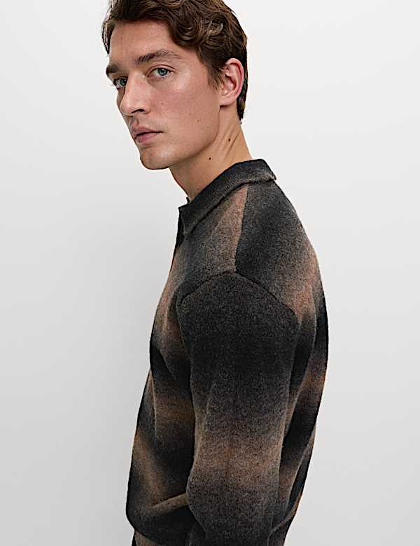 Supersoft Striped Polo Jumper with Wool - NL