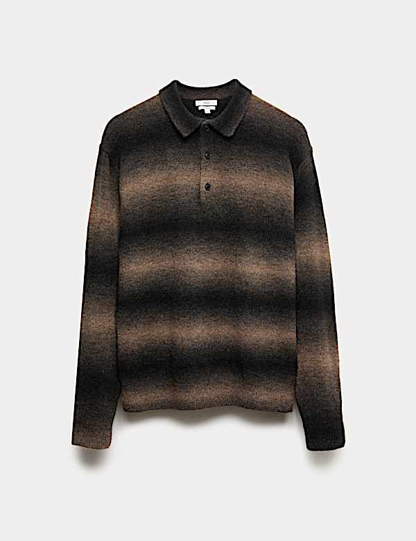 Supersoft Striped Polo Jumper with Wool - NL