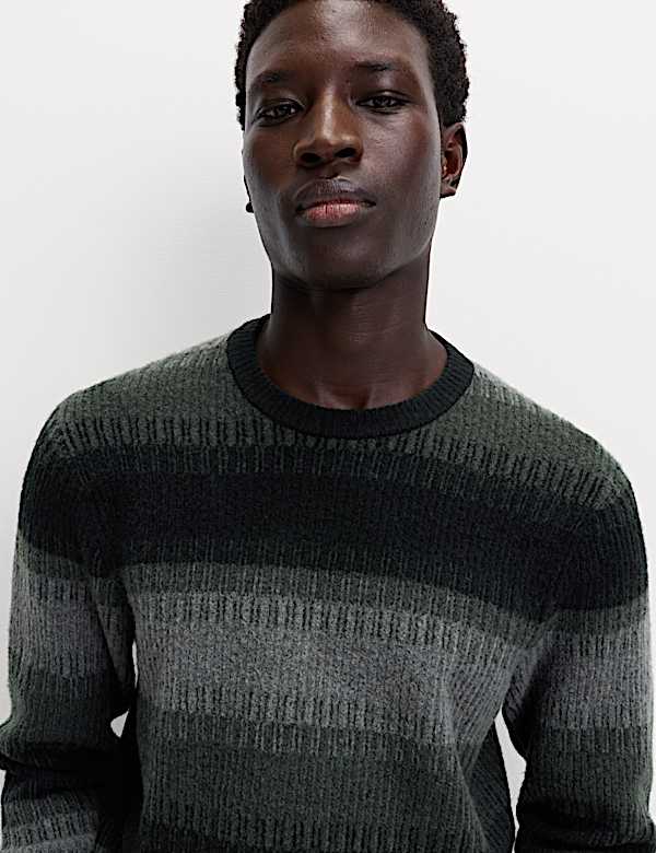 Supersoft Stripe Crew Neck Jumper with Wool