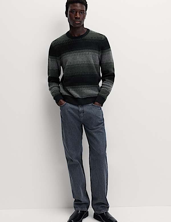 Supersoft Stripe Crew Neck Jumper with Wool