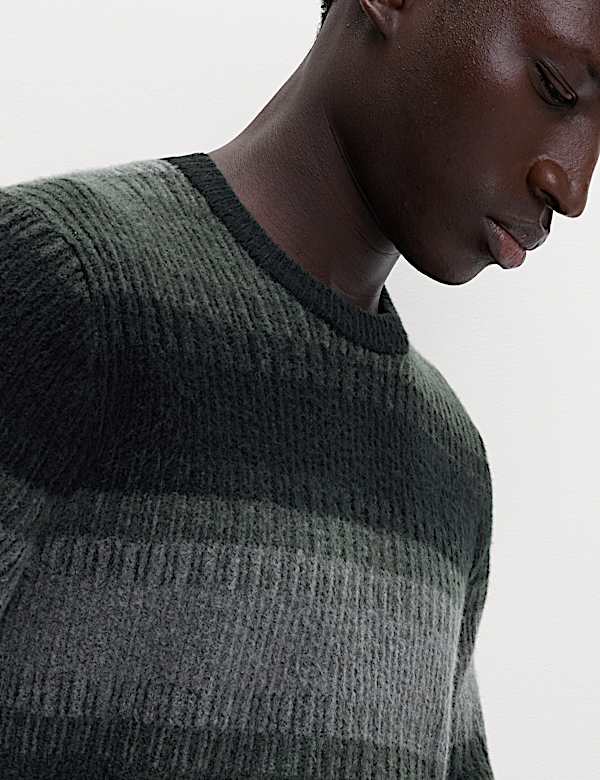 Supersoft Stripe Crew Neck Jumper with Wool