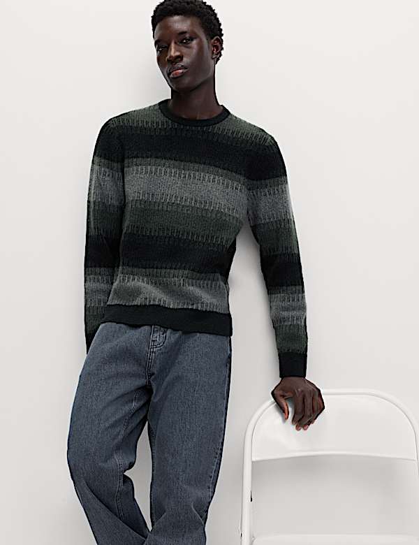 Supersoft Stripe Crew Neck Jumper with Wool