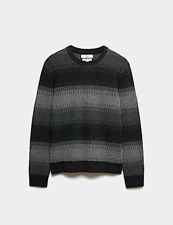 Supersoft Stripe Crew Neck Jumper with Wool - GR