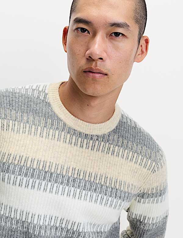 Supersoft Stripe Crew Neck Jumper with Wool - CA