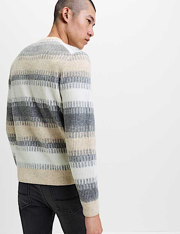 Supersoft Stripe Crew Neck Jumper with Wool - CA