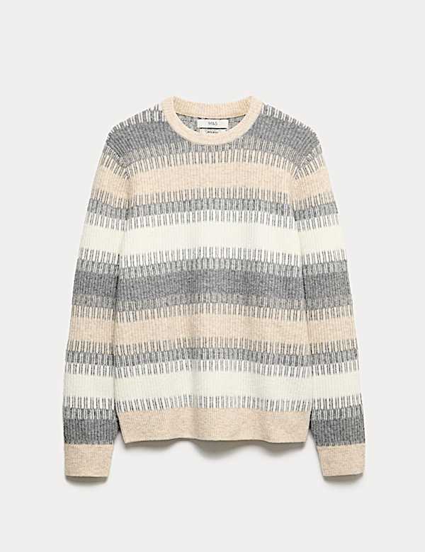 Supersoft Stripe Crew Neck Jumper with Wool - CA