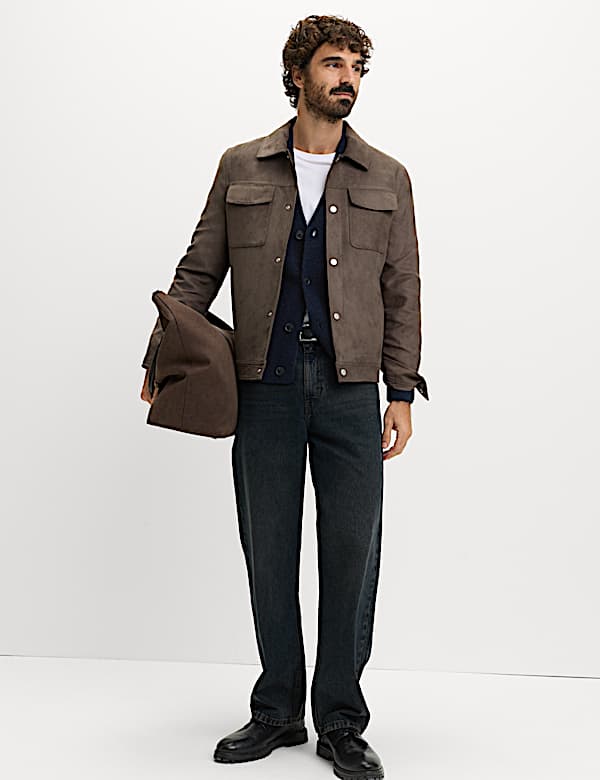 Relaxed Textured V-Neck Cardigan with Wool - US