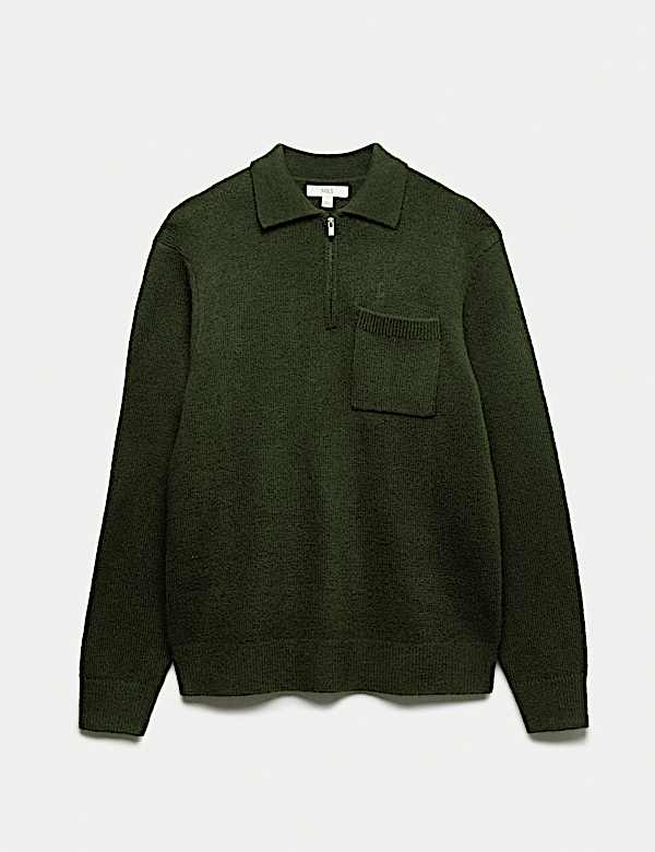 Half Zip Knitted Polo Jumper - HU