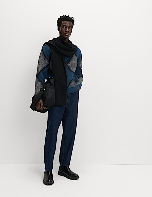 סוודר ארגייל צמרירי עם צווארון עגול - IL