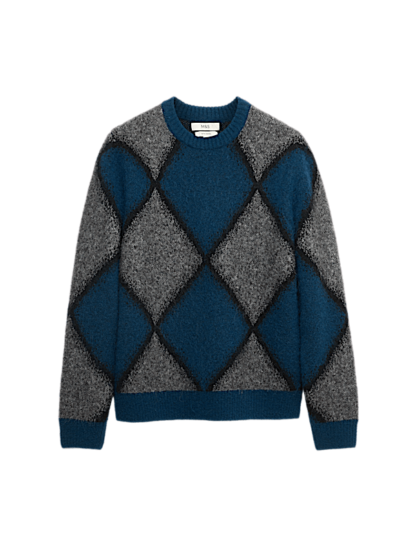 Hazy Exploded Argyle Crew Neck Jumper