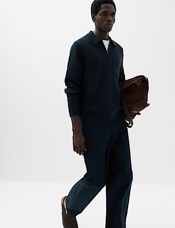 Superzacht, gebreid poloshirt met kwartrits - BE